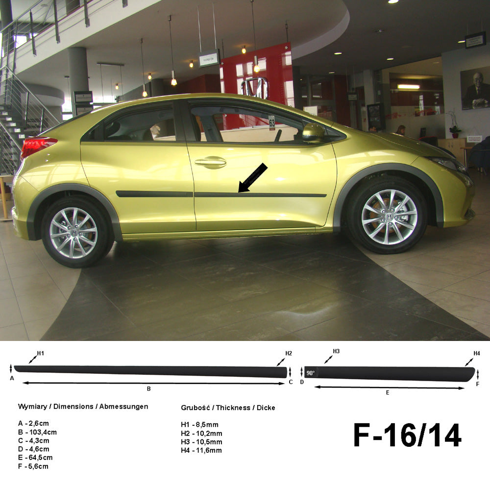 Seitenschutzleisten schwarz für Honda Civic IX 5-Türer Schrägheck 2012- F16/14 a