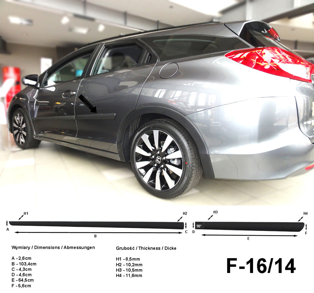 Seitenschutzleisten schwarz für Honda Civic Tourer IX Kombi ab Bj. 2013- F16/14 a