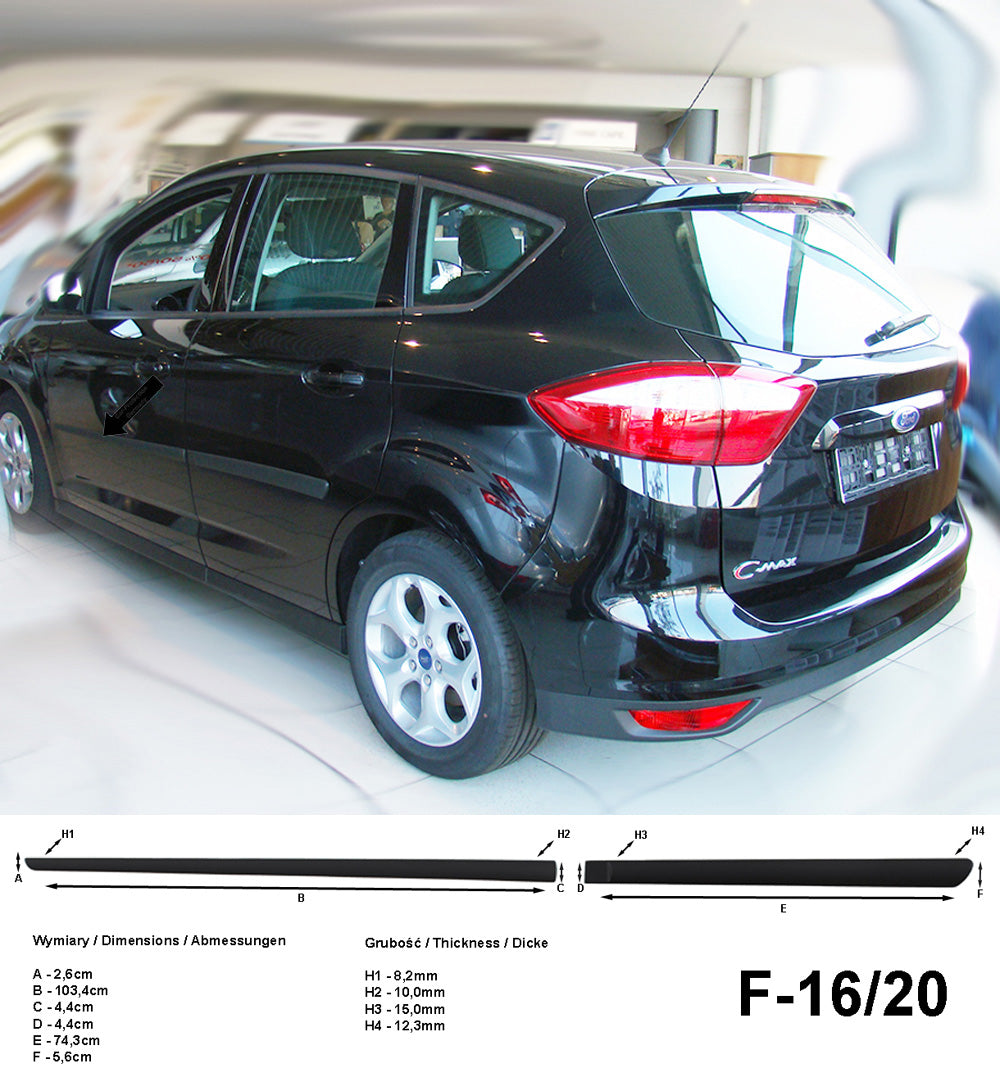 Seitenschutzleisten schwarz für Ford C-Max II Kombi ab Baujahr 12.2010- F16/20 a