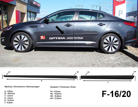 Seitenschutzleisten schwarz für Kia Optima III Limousine Typ TF 2010-2015 F16/20 a