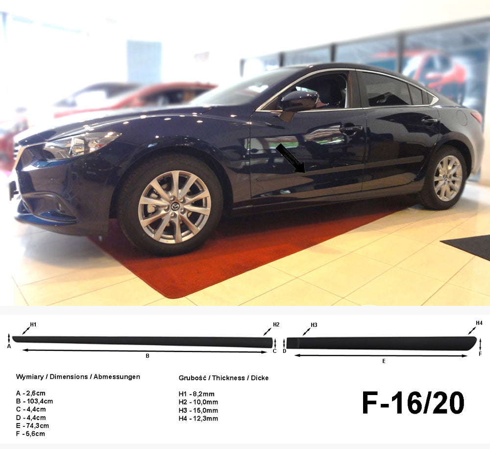 Seitenschutzleisten schwarz für Mazda 6 III Typ GJ Limousine Mazda6 2012- F16/20 a