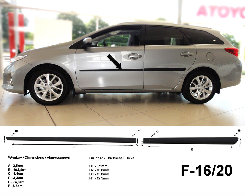 Seitenschutzleisten schwarz für Toyota Auris Touring Sports Kombi 2013-15 F16/20 a