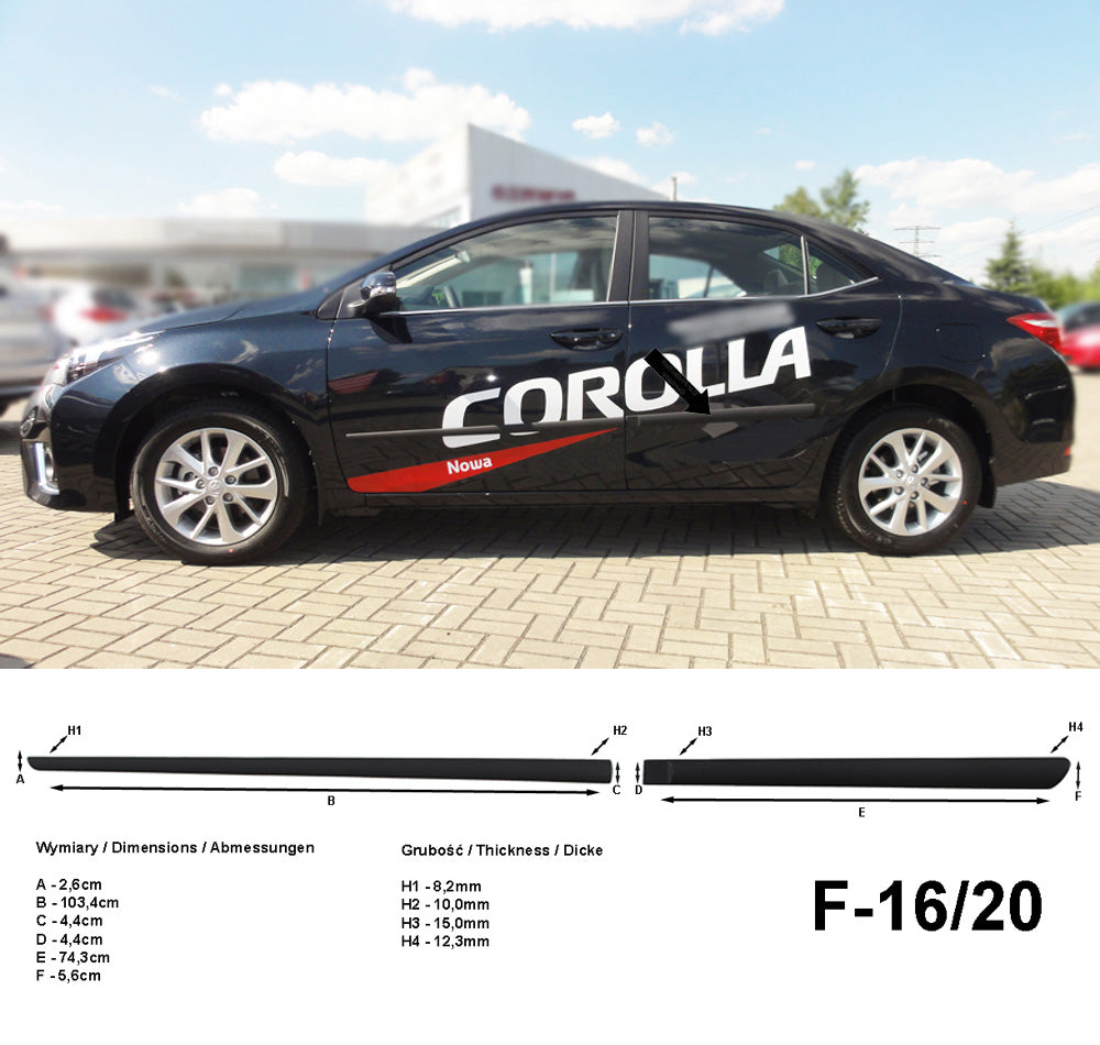 Seitenschutzleisten schwarz für Toyota Corolla Limousine ab 06.2013- F16/20 a