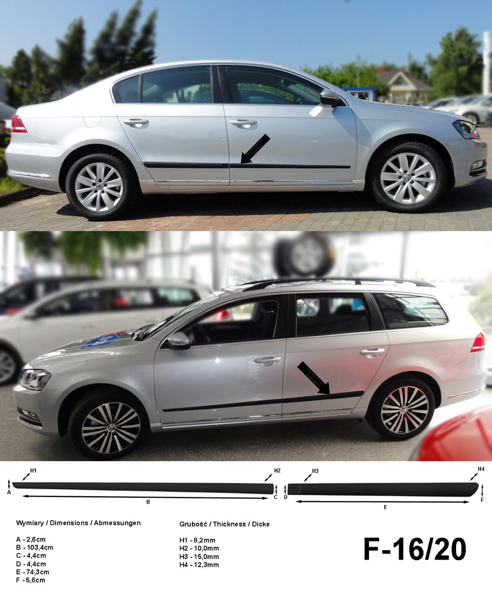 Seitenschutzleisten schwarz für VW Passat B7 Variant Kombi & Limo 2010-14 F16/20 a