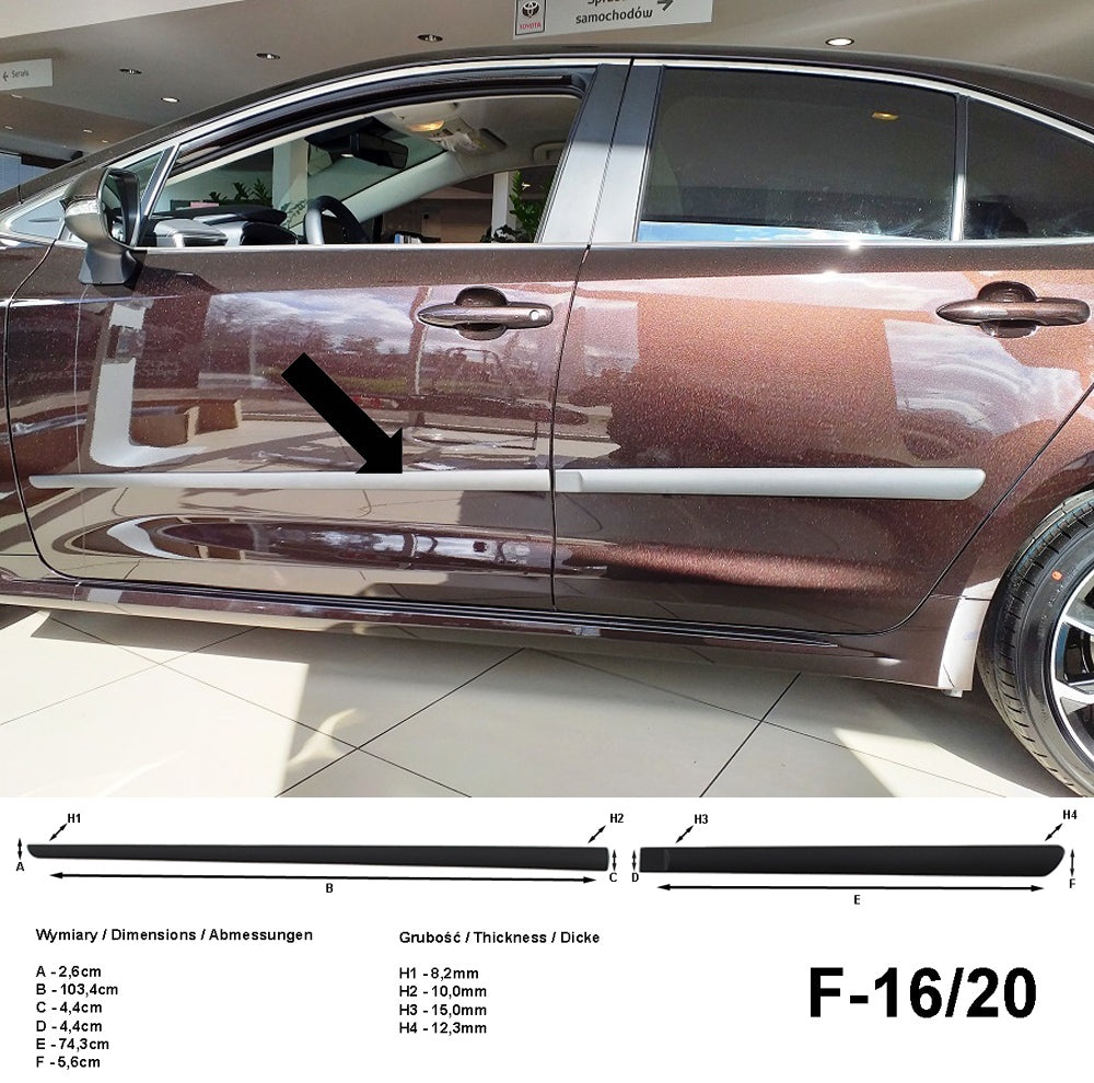 Seitenschutzleisten schwarz für Toyota Corolla Limousine Typ E210 ab Baujahr 11.2018- F16/20 a