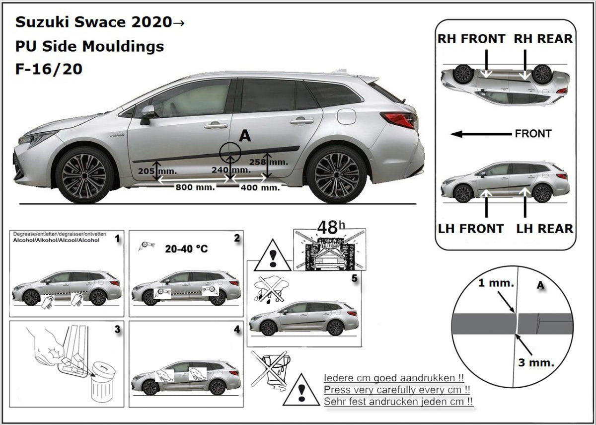 Seitenschutzleisten schwarz für Suzuki Swace ab Baujahr 11.2020- F16/20 d
