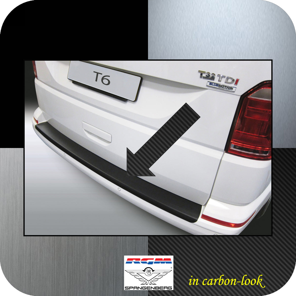 Ladekantenschutz Carbon-Look VW T6 & T6.1 mit Heckklappe ab 2015- glatt 3509850