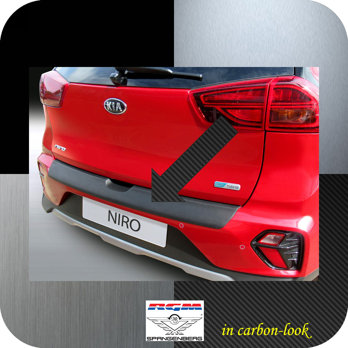 Ladekantenschutz Carbon-Look für Kia Niro Hypbrid ab facelift Bj. 06.2019- 3591340a