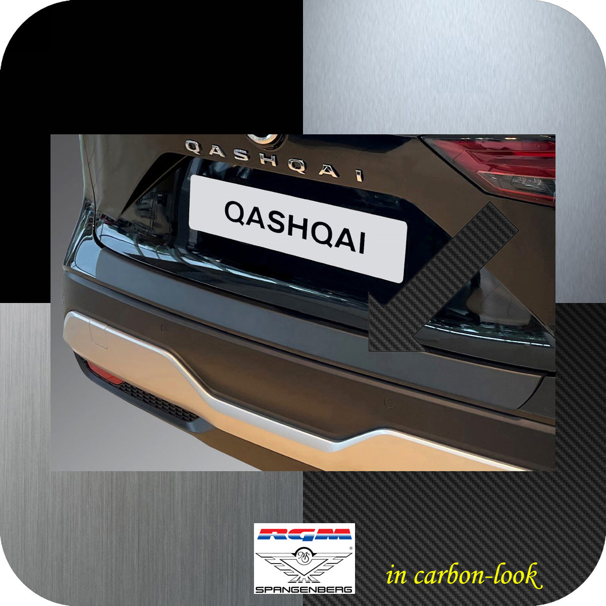 Ladekantenschutz Carbon-Look für Nissan Qashqai 3. Gen. Typ J12 02.2021- 3591362 a