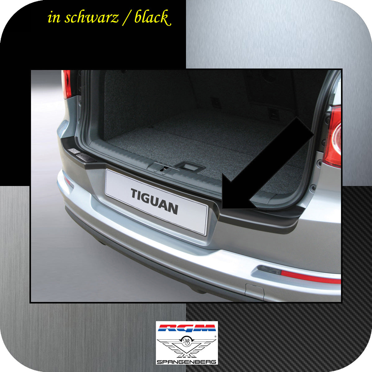 Ladekantenschutz schwarz VW Tiguan SUV schwenkbare Kupplung 2007-16 3500741