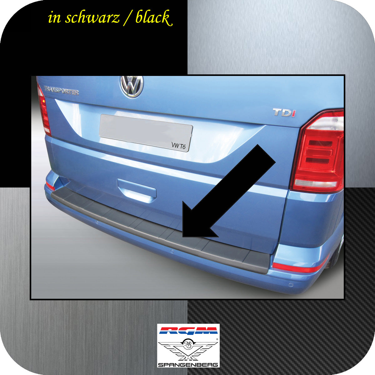 Ladekantenschutz schwarz VW T6 mit Heckklappe ab Bauj 2015- gerippt 3500851 a