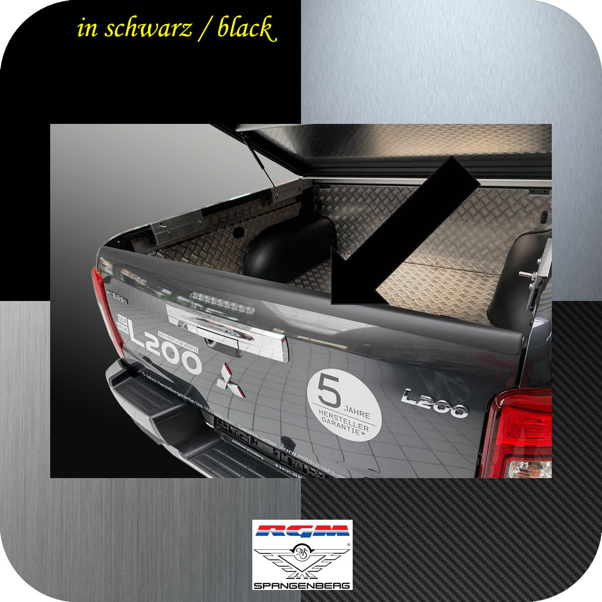 Heckklappen Schutzleiste ABS schwarz für Mitsubishi L200 5.Gen. 09.2015- 3510112 a