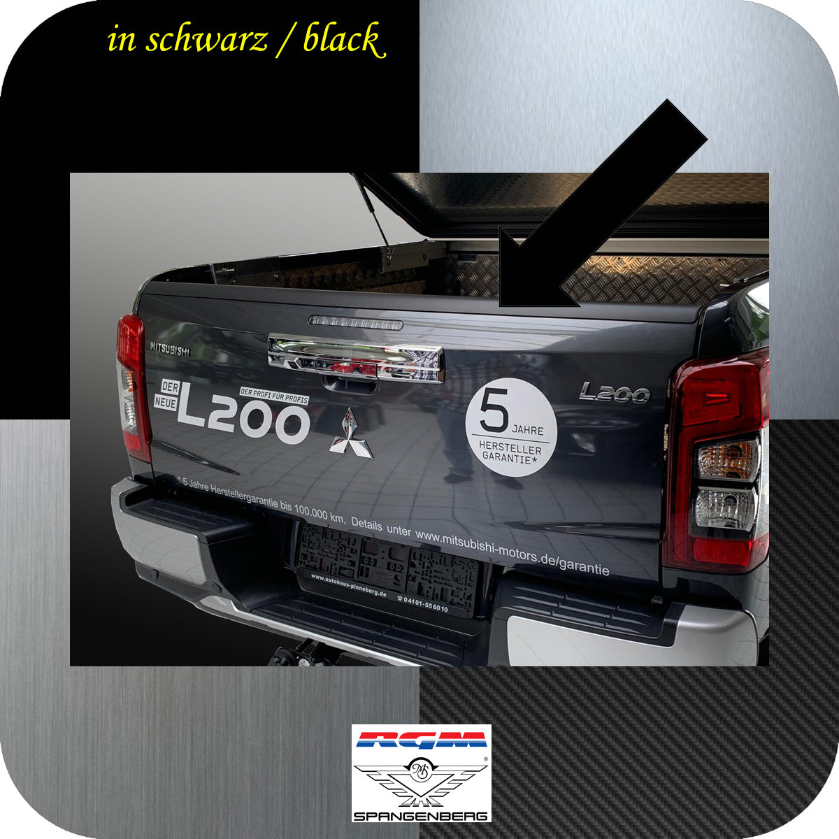 Heckklappen Schutzleiste ABS schwarz für Mitsubishi L200 5.Gen. 09.2015- 3510112 c