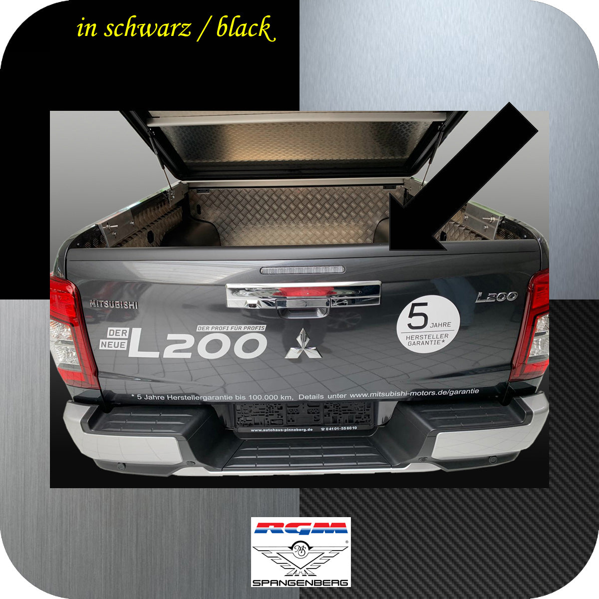 Heckklappen Schutzleiste ABS schwarz für Mitsubishi L200 5.Gen. 09.2015- 3510112 d